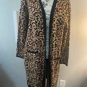 Chico's Black Trim Brown-Tan Knit Cardigan